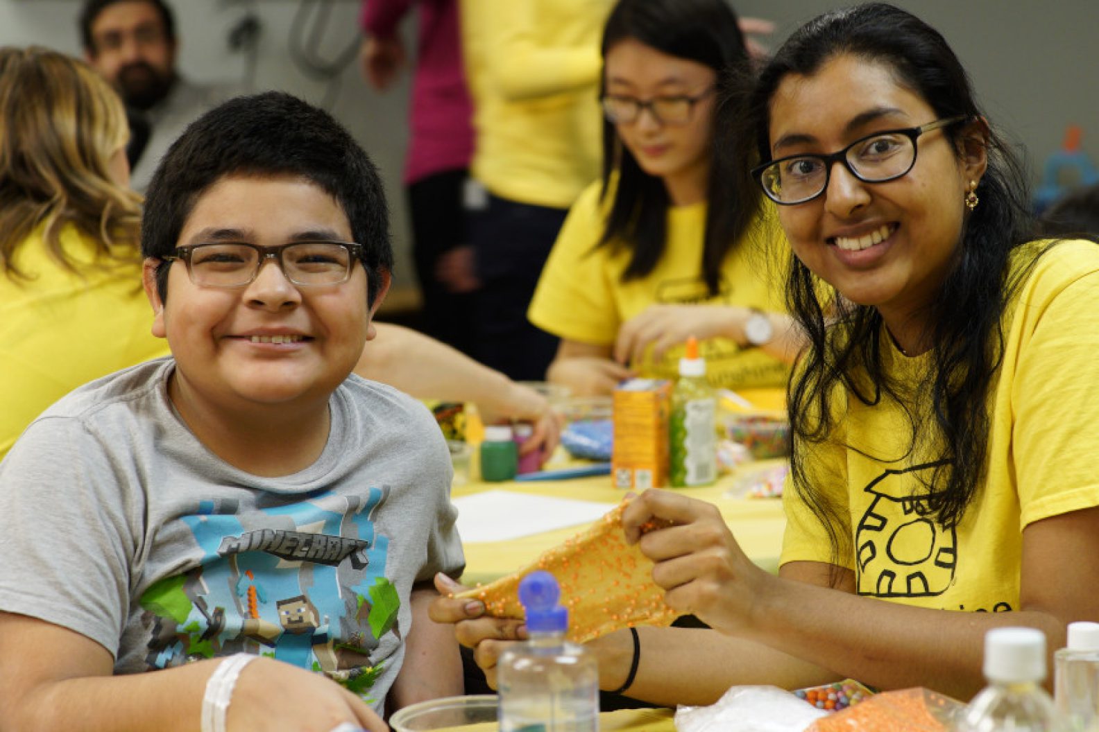 patient with volunteers